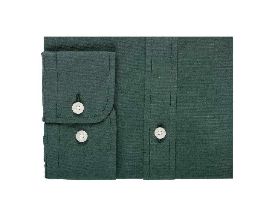 Chemise coton lin vert foncé unie - SILBERT