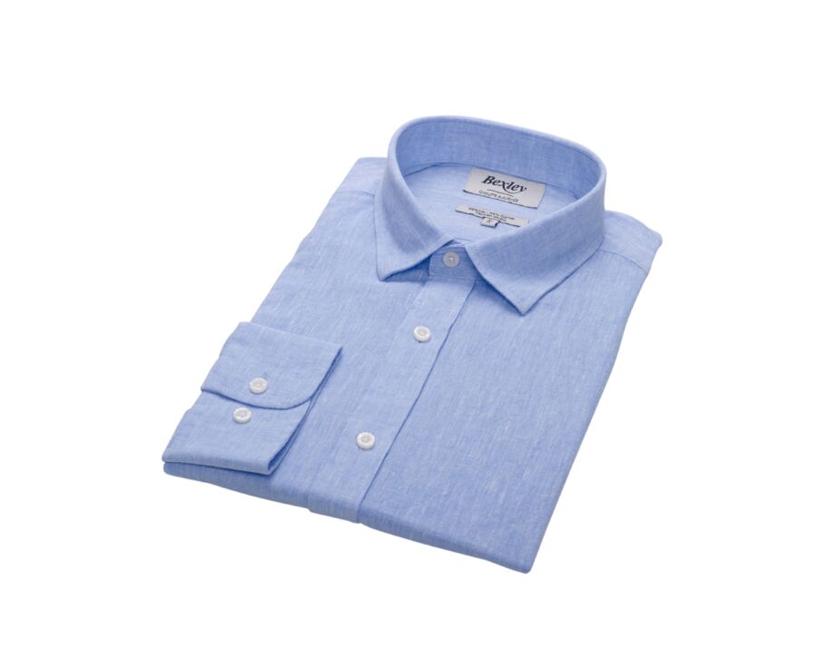 Chemise coton lin chambray bleu - SILBERT