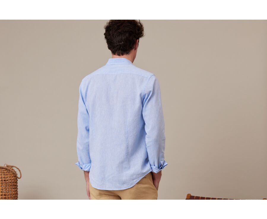 Chemise coton lin chambray bleu - SILBERT