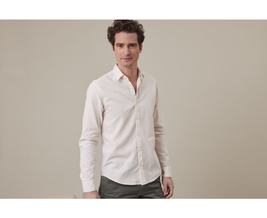 Chemise coton lin Chambray Écru - SILBERT