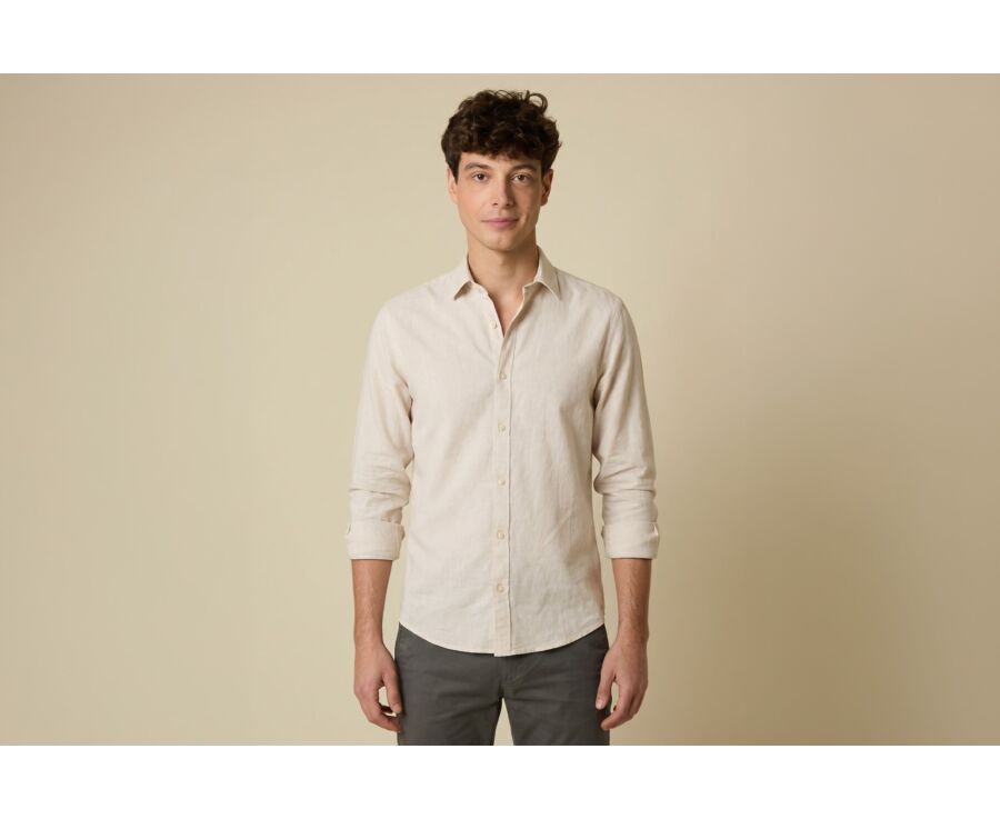 Chemise coton lin Chambray Écru - SILBERT