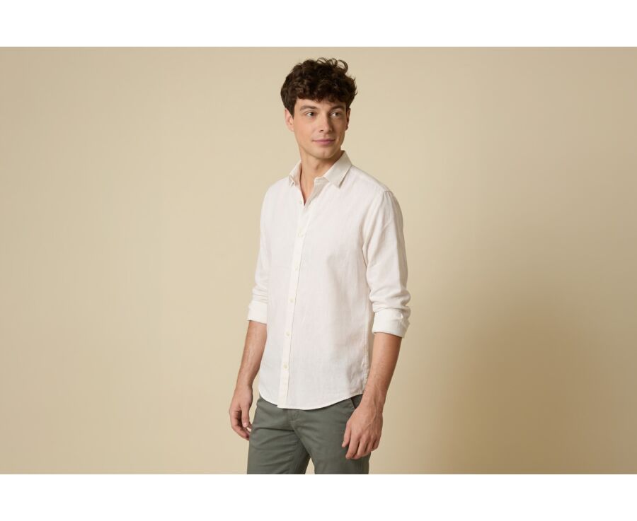 Chemise coton lin Chambray Écru - SILBERT