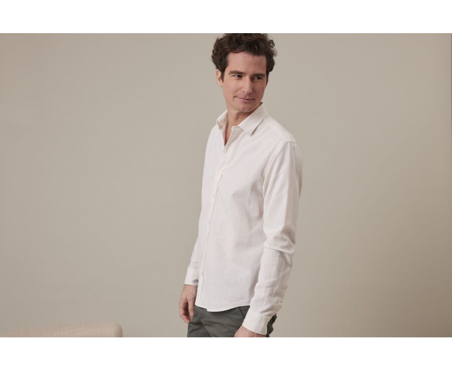 Chemise coton lin Chambray Écru - SILBERT