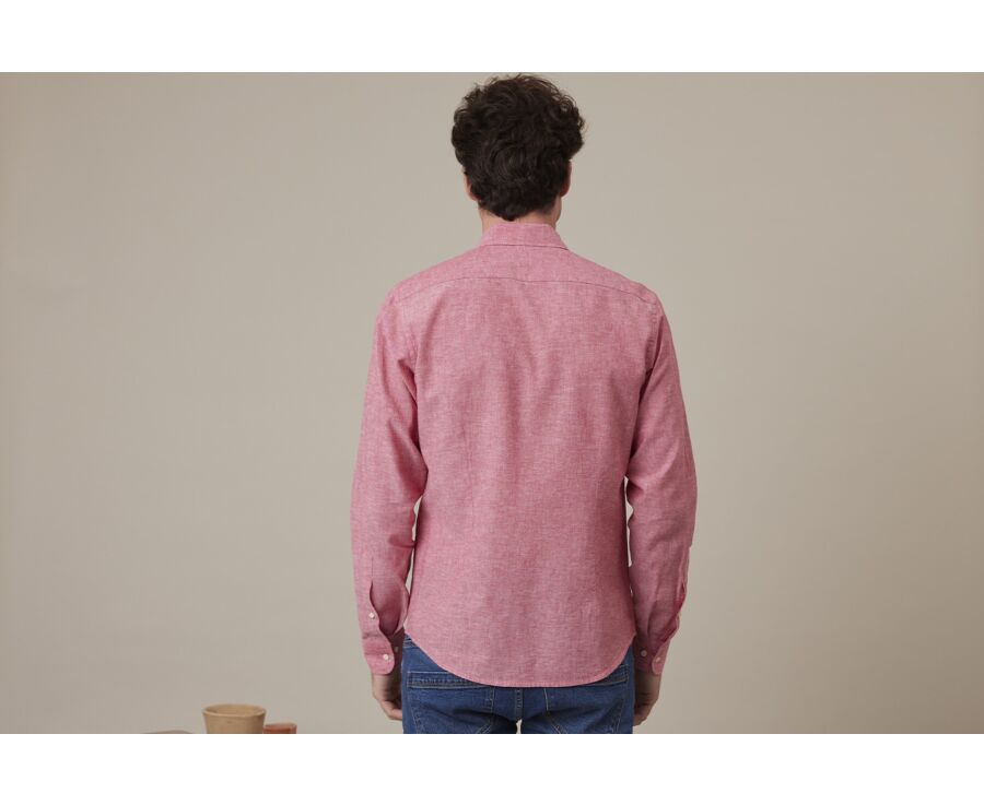 Chemise coton lin Chambray Rouge - SILBERT