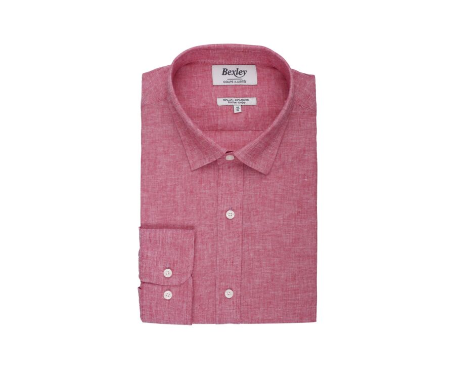 Chemise coton lin Chambray Rouge - SILBERT