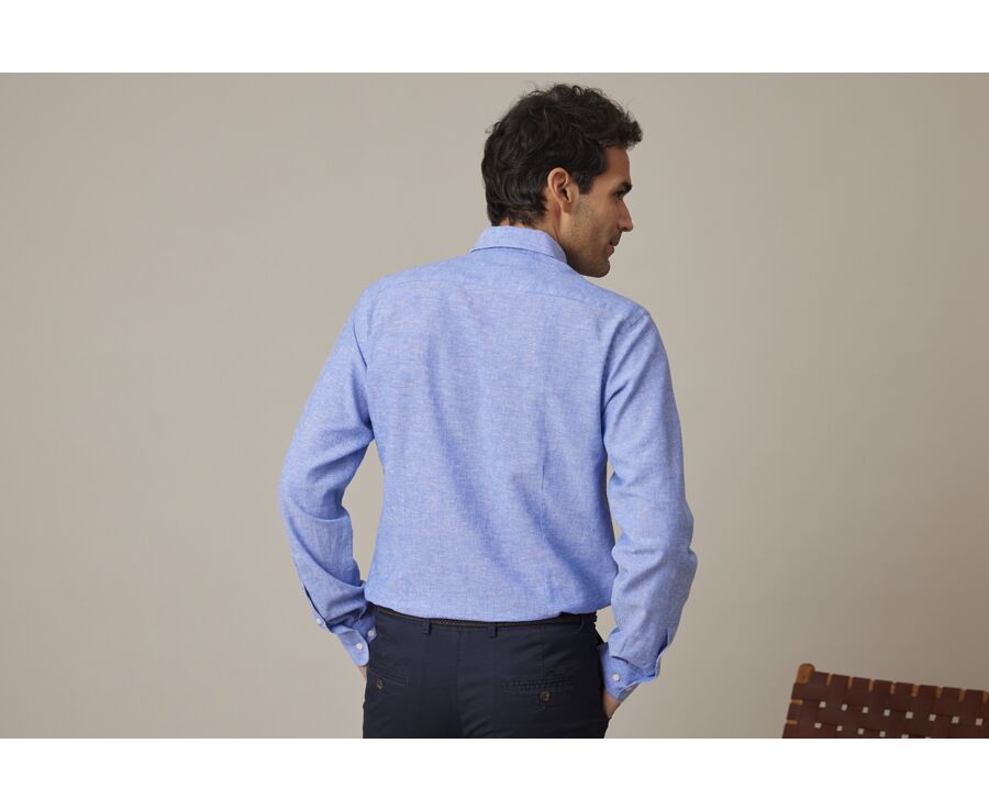Chemise coton lin Chambray Bleu et Océan - SILBERT