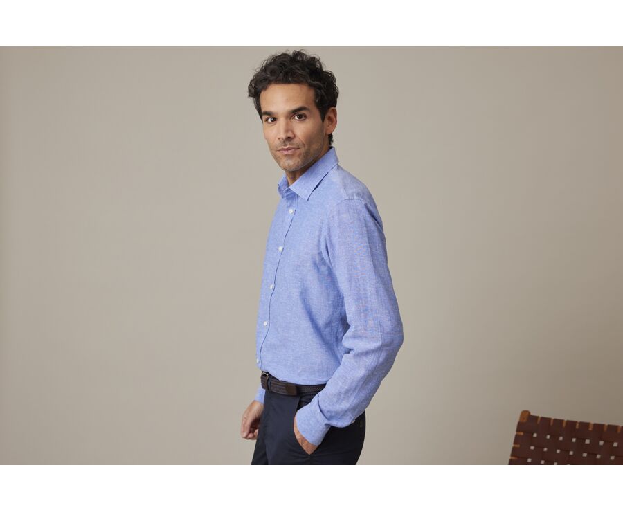 Chemise coton lin Chambray Bleu et Océan - SILBERT