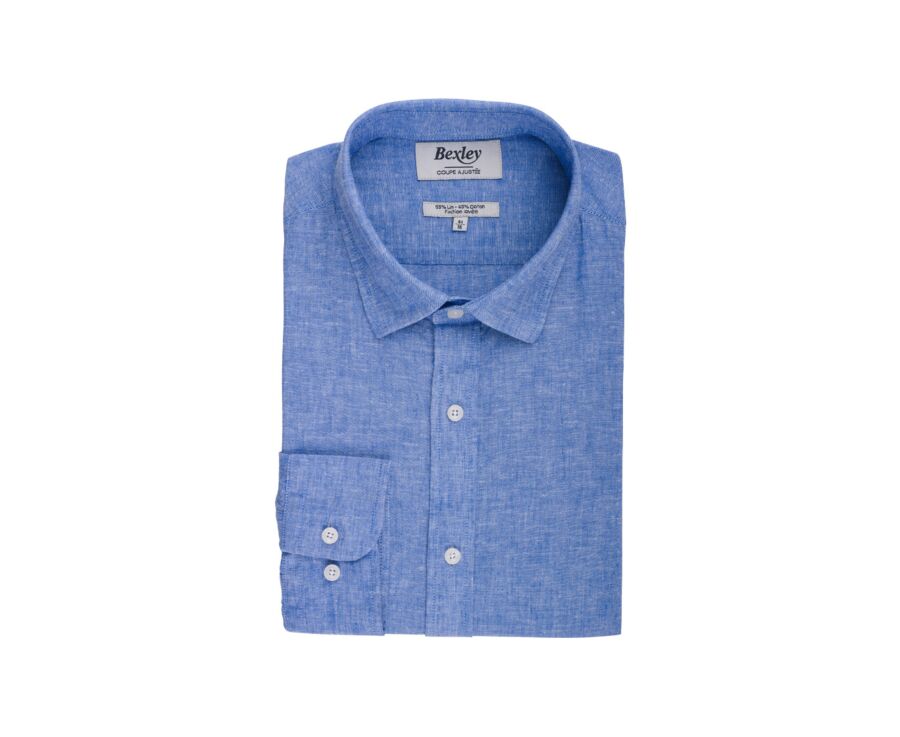 Chemise coton lin Chambray Bleu et Océan - SILBERT
