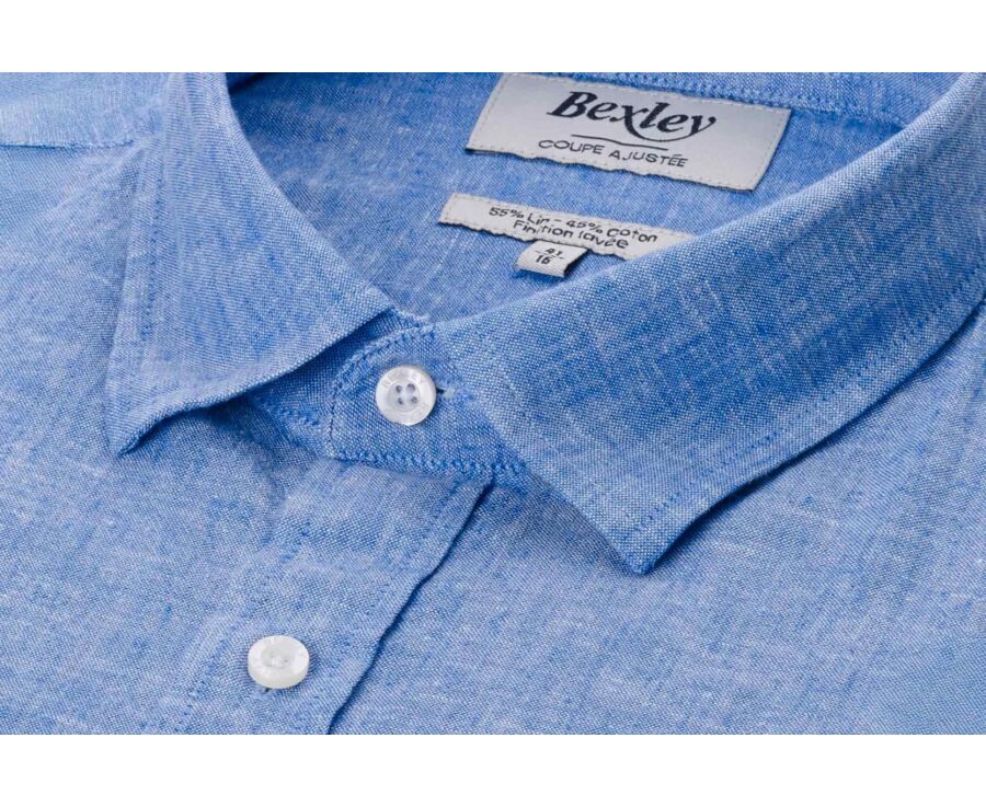 Chemise coton lin Chambray Bleu et Océan - SILBERT