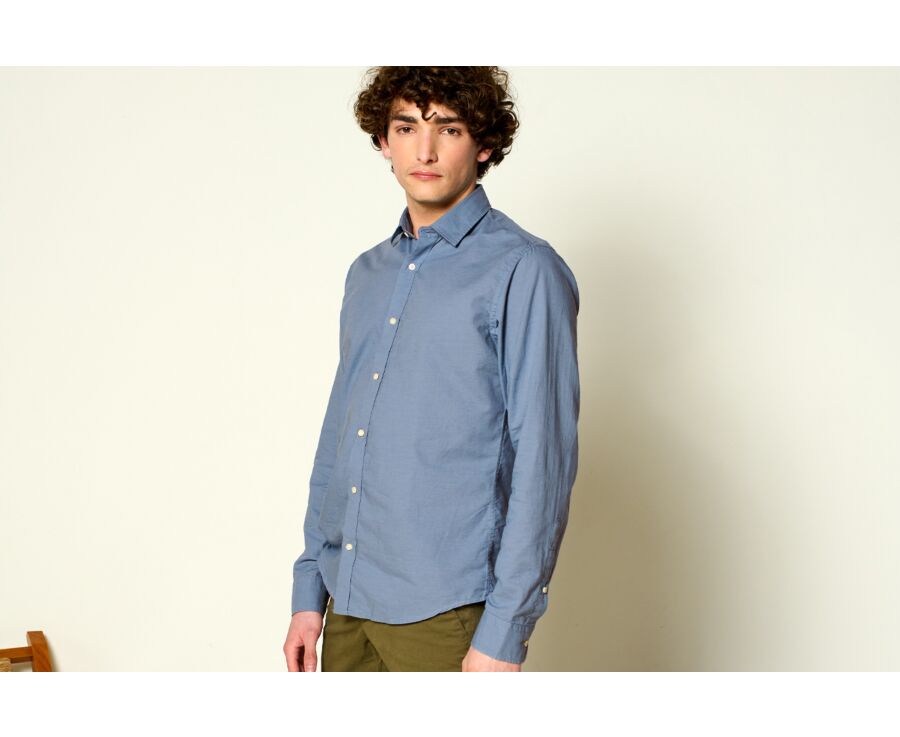 Chemise coton lin Bleu Orage - SILBERT