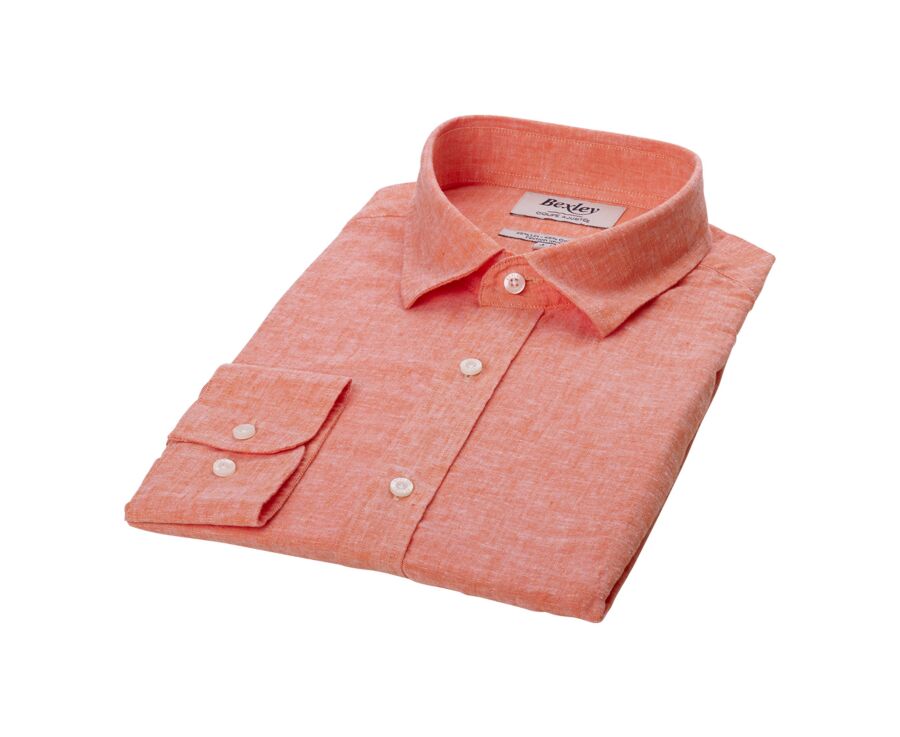 Chemise coton lin Chambray Orange - SILBERT