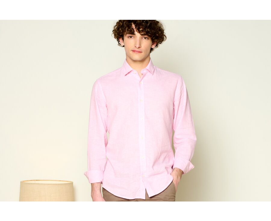 Chemise coton lin Chambray Rose - SILBERT