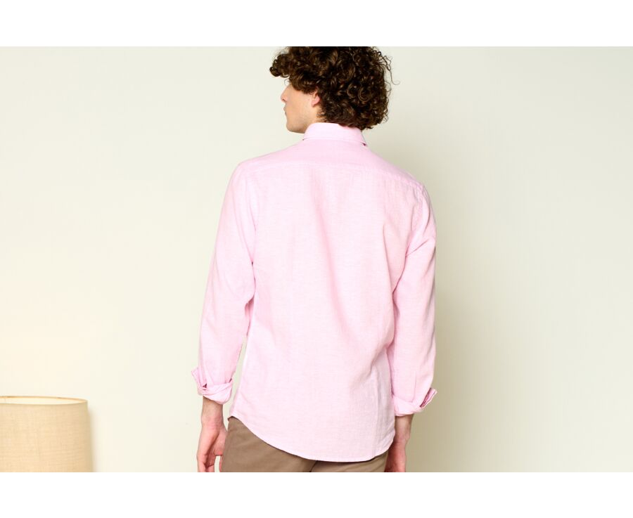 Chemise coton lin Chambray Rose - SILBERT