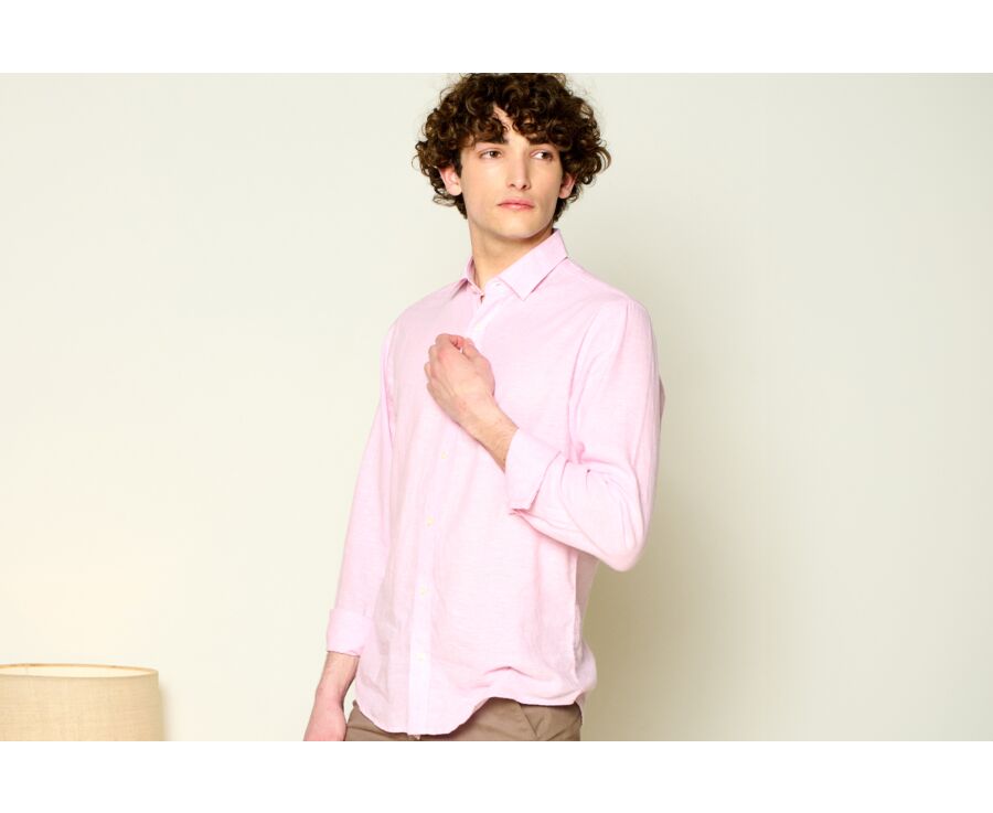 Chemise coton lin Chambray Rose - SILBERT