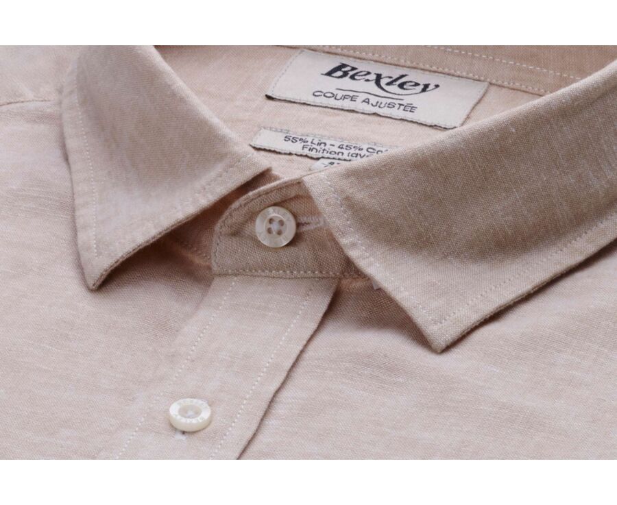 Chemise coton lin Chambray Beige - SILBERT
