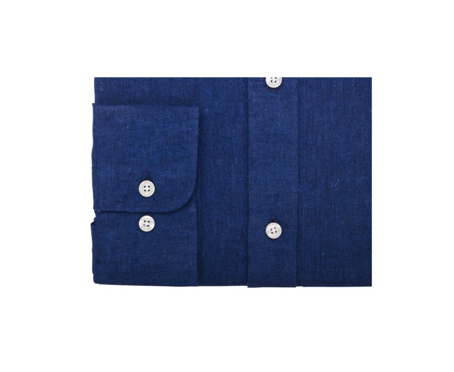 Chemise coton lin Chambray Indigo - Col Français - SILBERT