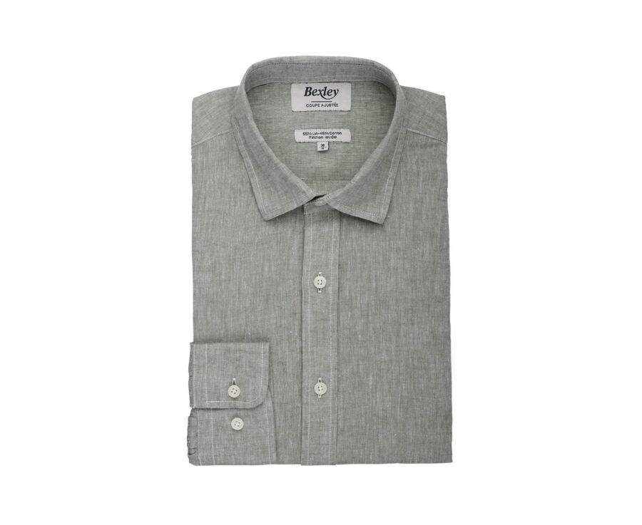 Chemise Homme Chambray Vert Kaki - SILBERT