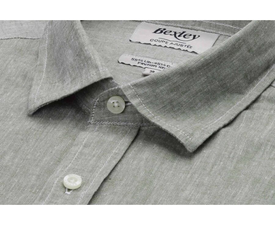 Chemise Homme Chambray Vert Kaki - SILBERT