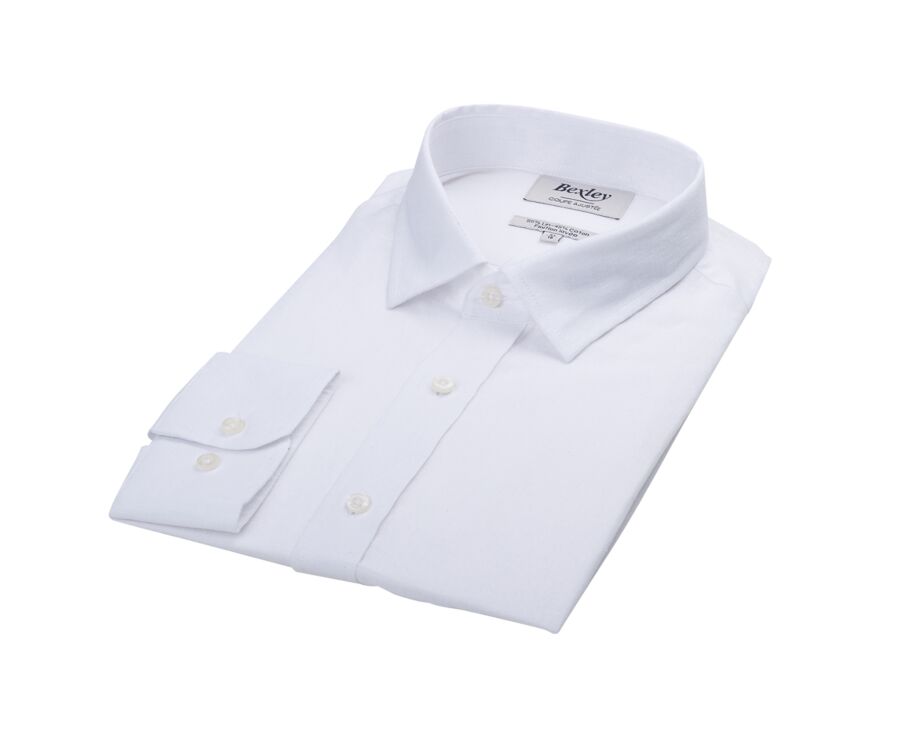 Chemise coton lin Chambray Blanc - Col Français - SILBERT