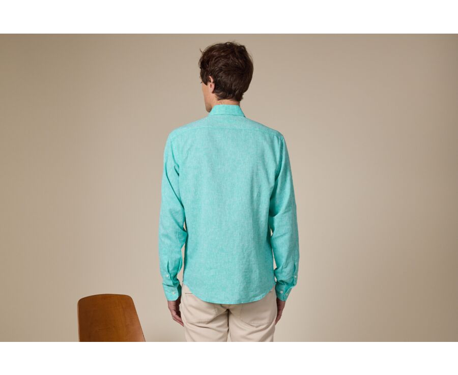 Chemise coton lin Vert Menthe - Col Français - SILBERT
