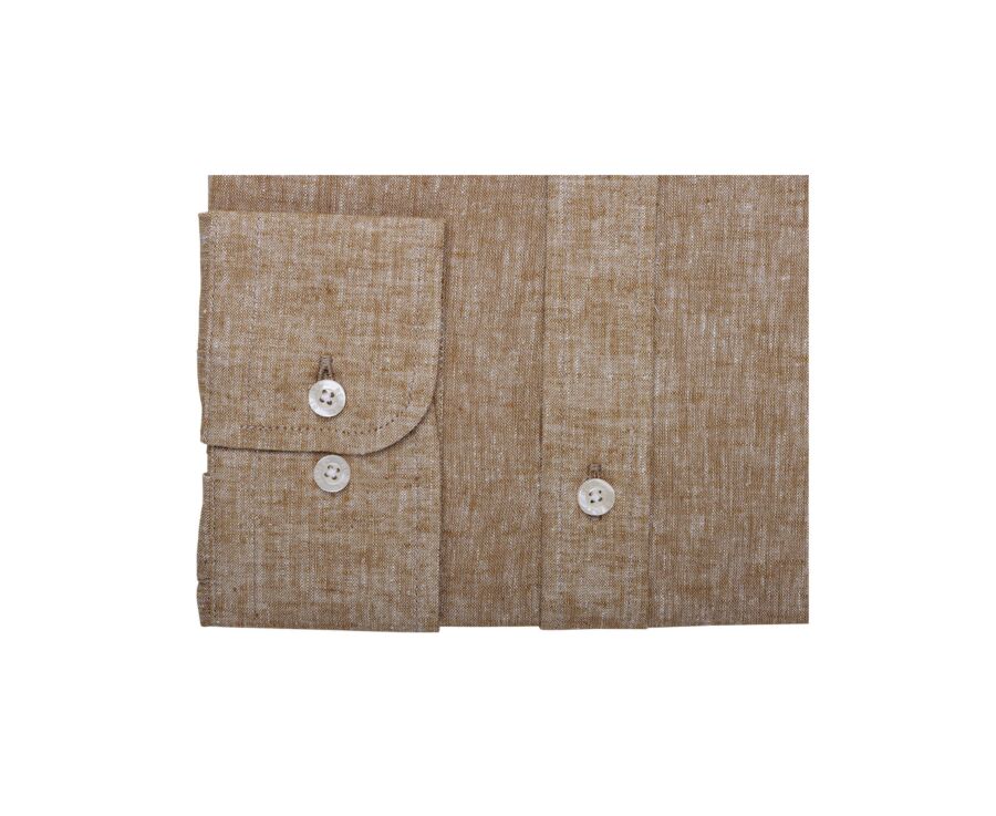 Chemise coton lin Chambray Havane - Col Français - SILBERT