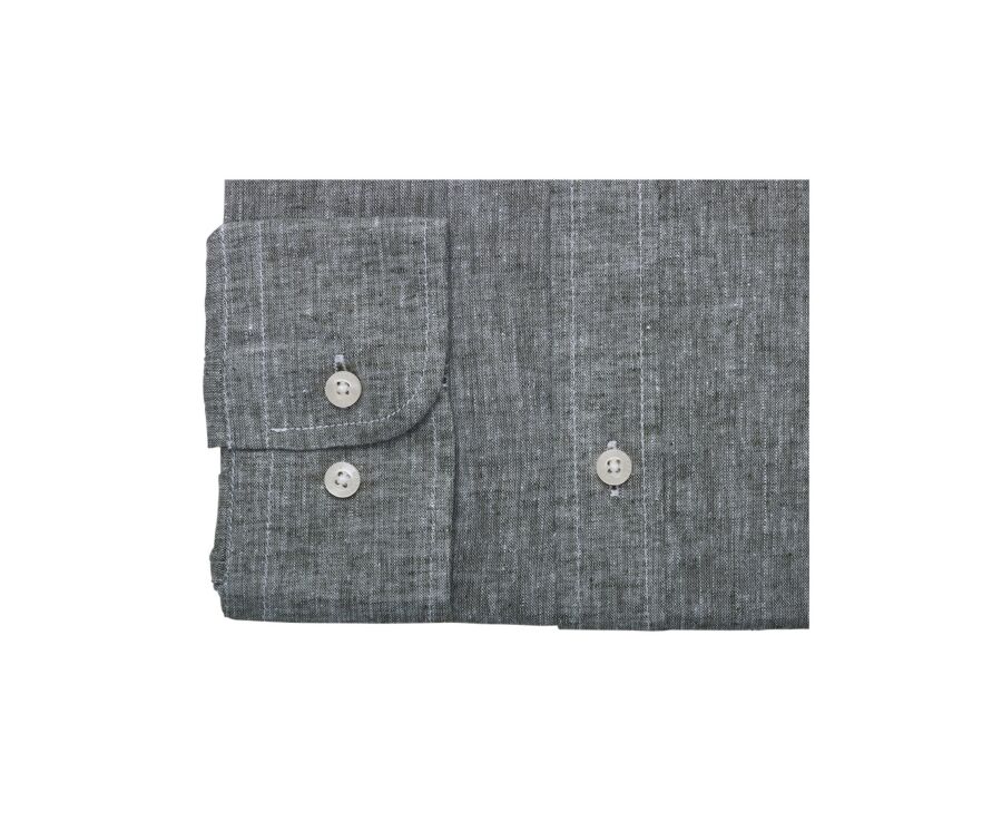 Chemise coton lin  Vert Foncé - Col Français - SILBERT