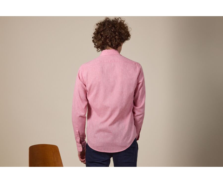 Chemise coton lin Vieux Rose - Col Français - SILBERT