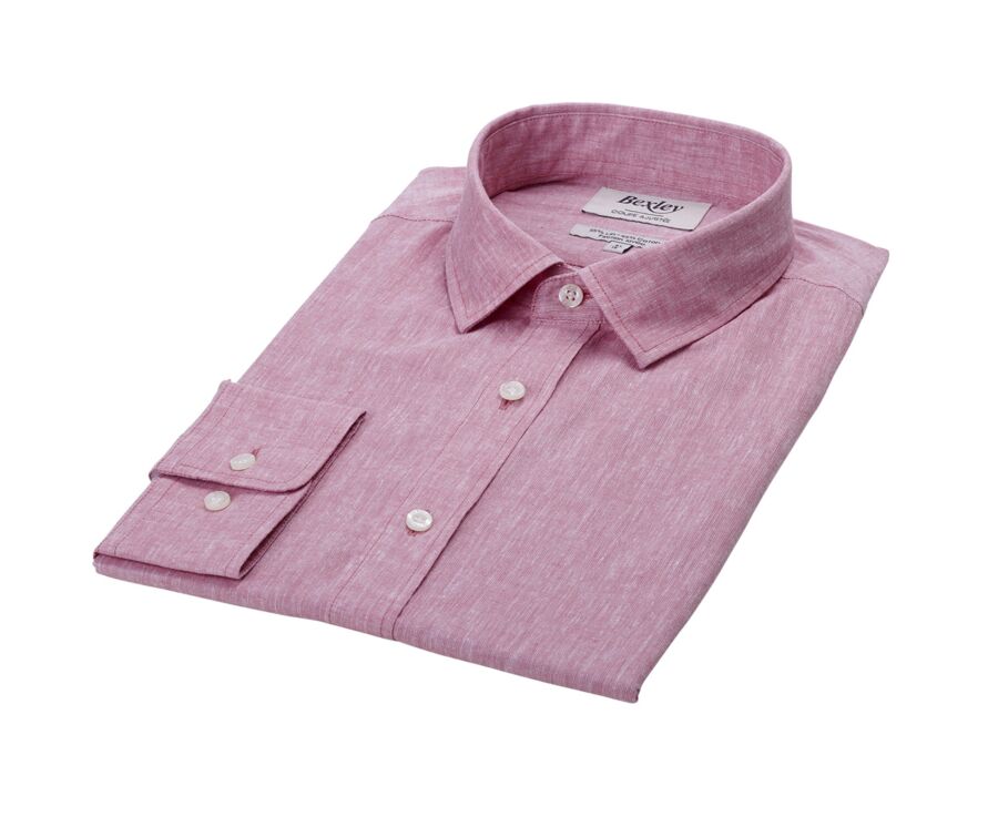 Chemise coton lin Vieux Rose - Col Français - SILBERT