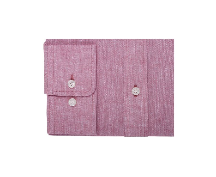 Chemise coton lin Vieux Rose - Col Français - SILBERT