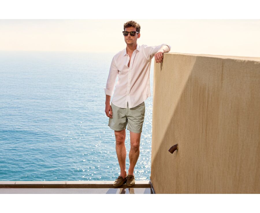 Chemise Homme Chambray Blanc à Motif - SILBERT