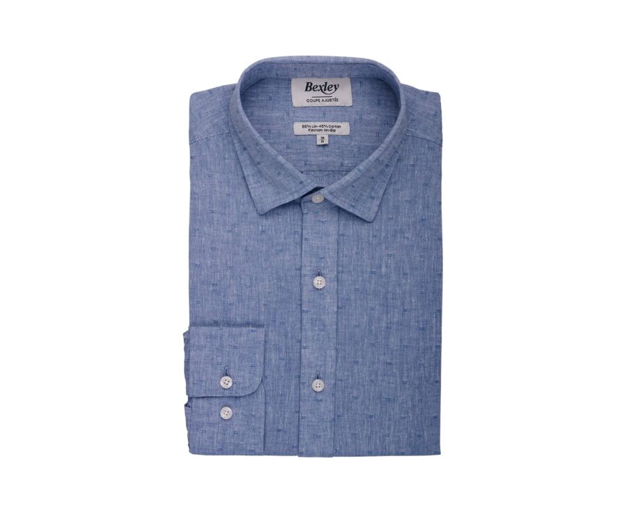 Chemise Homme Chambray Bleu à Motif - SILBERT