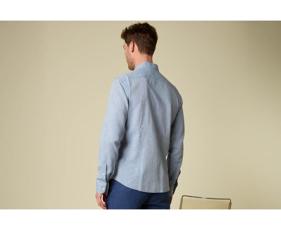 Chemise Homme Chambray Bleu à Motif - SILBERT