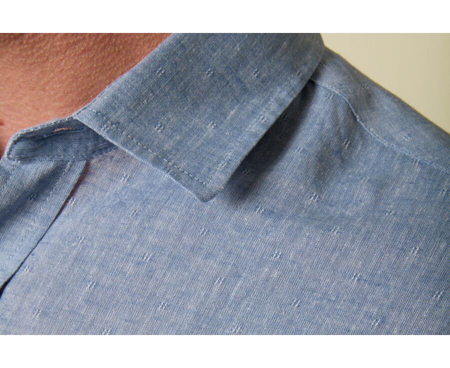 Chemise Homme Chambray Bleu à Motif - SILBERT