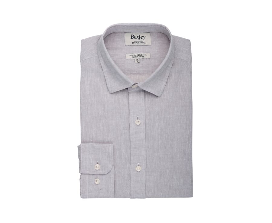 Chemise Homme Chambray Greige Clair - SILBERT