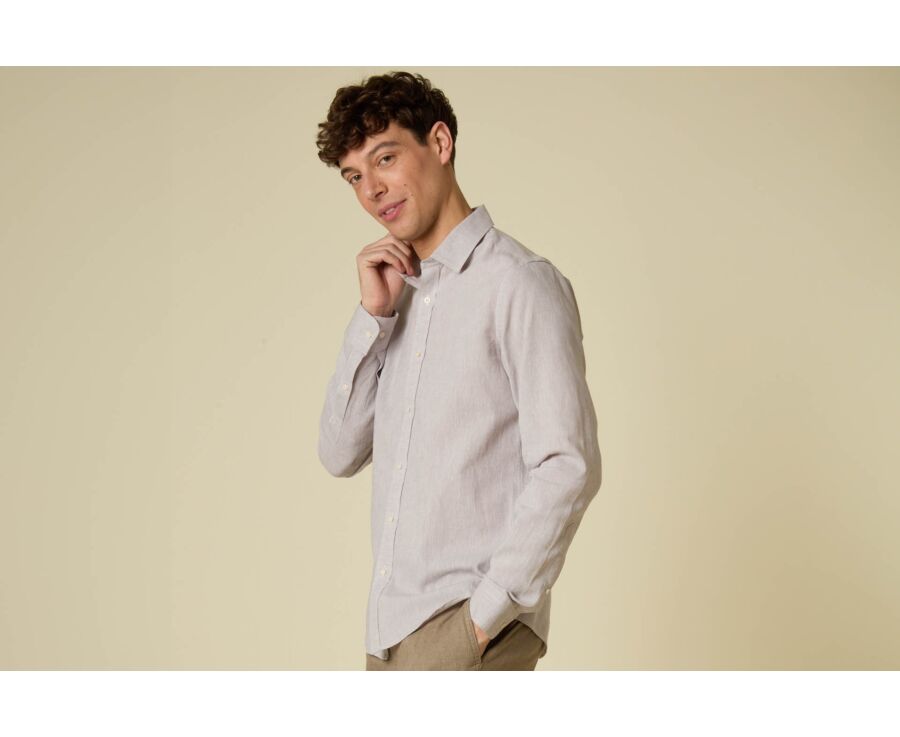 Chemise Homme Chambray Greige Clair - SILBERT