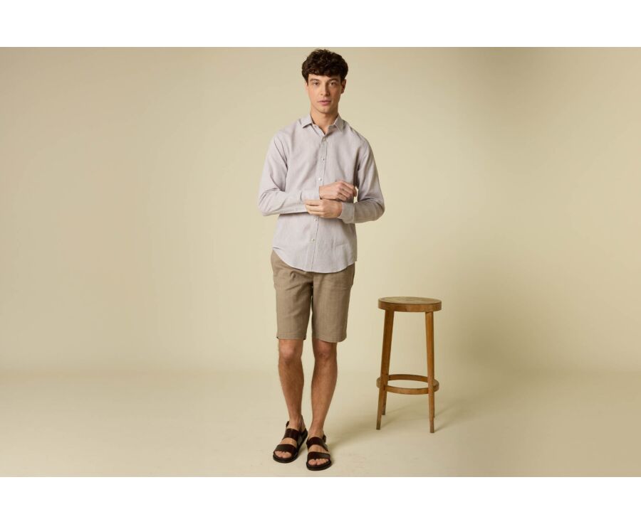 Chemise Homme Chambray Greige Clair - SILBERT