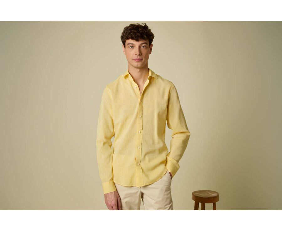 Chemise Homme Chambray Jaune Pale - SILBERT