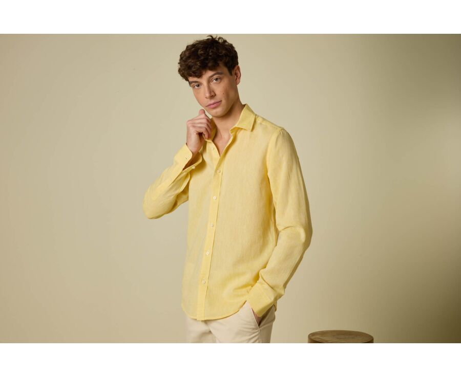 Chemise Homme Chambray Jaune Pale - SILBERT