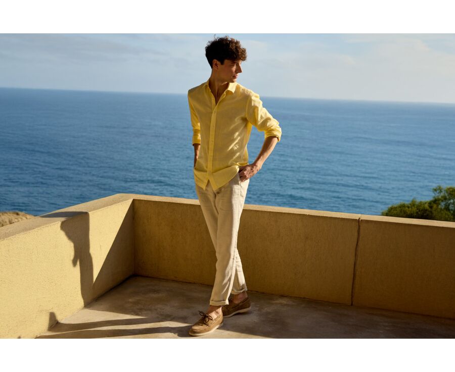 Chemise Homme Chambray Jaune Pale - SILBERT