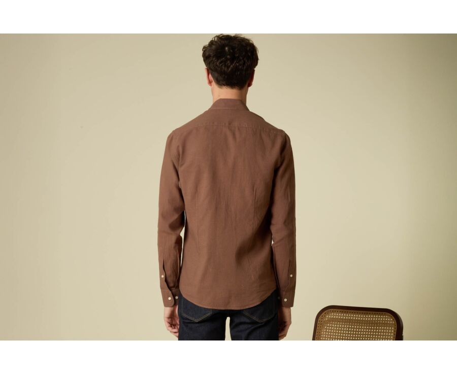 Chemise homme mocha unie en chambray - SILBERT