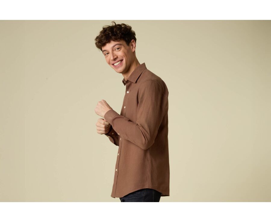 Chemise homme mocha unie en chambray - SILBERT