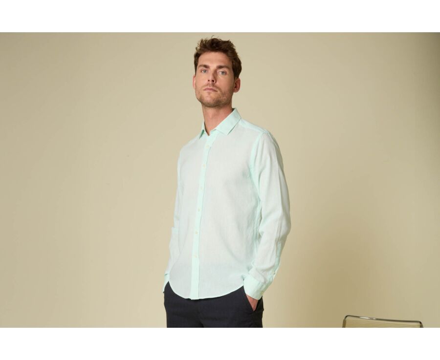Chemise Homme Chambray Vert Pâle - SILBERT