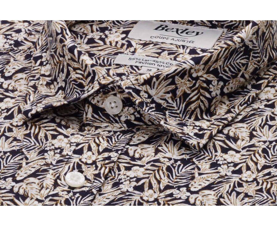 Chemise Homme Chambray Navy et Camel - SILBERT