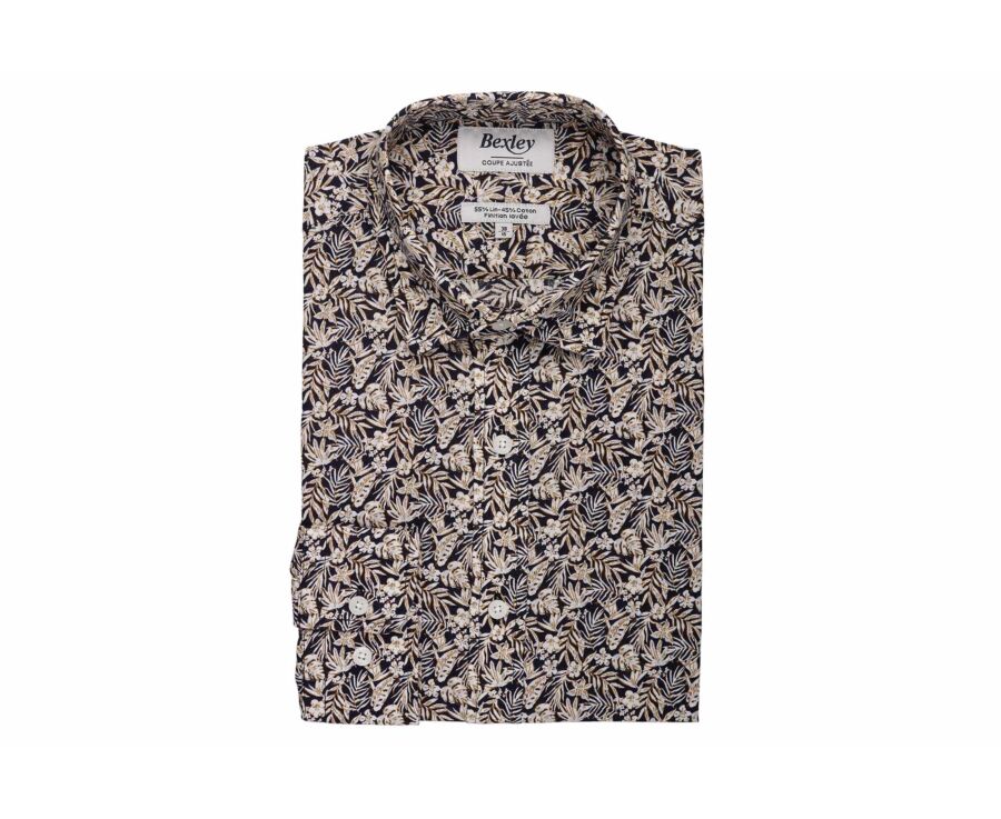 Chemise Homme Chambray Navy et Camel - SILBERT