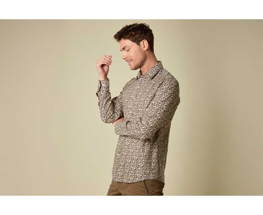 Chemise Homme Chambray Navy et Camel - SILBERT