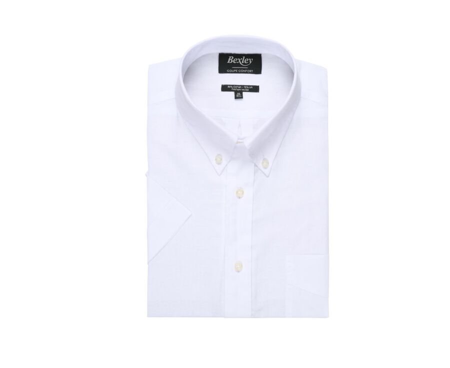 Chemise coton et lin blanche - Poche poitrine - COLTEN MC