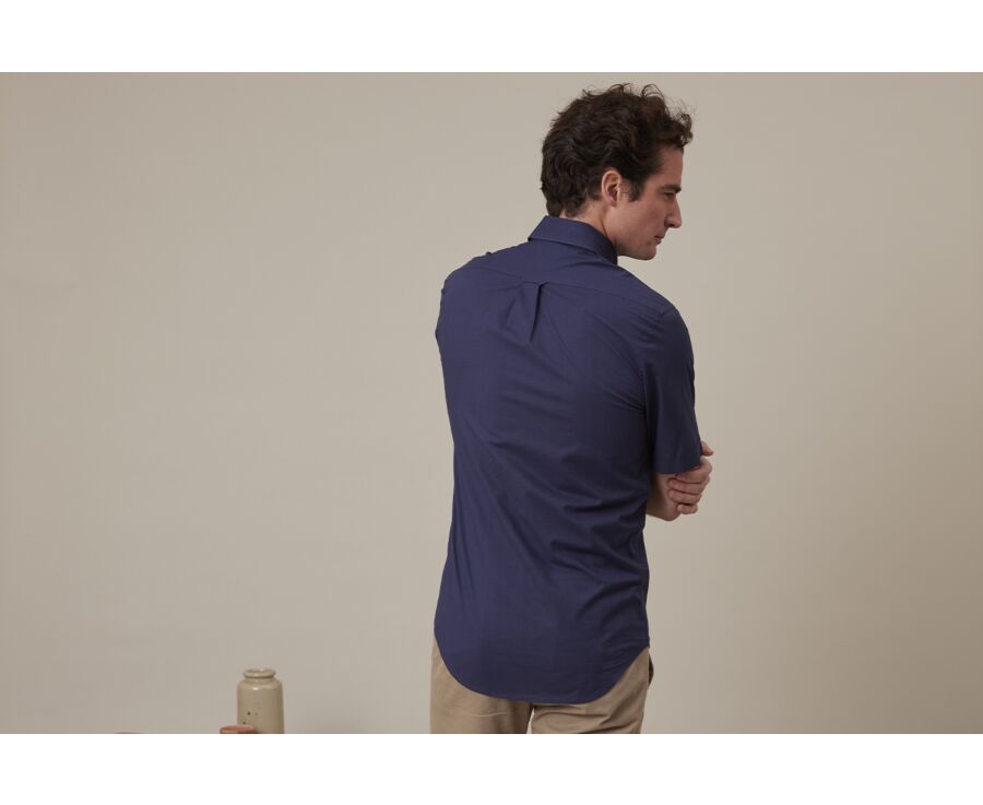 Chemise coton et lin marine - Poche poitrine - COLTEN MC