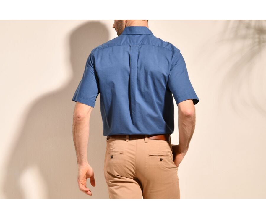 Chemise coton et lin indigo - Poche poitrine - COLTEN MC
