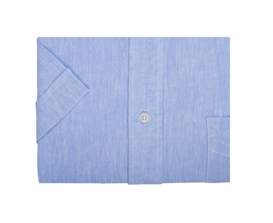 Chemise coton et lin Chambray Bleu - Poche poitrine - COLTEN MC