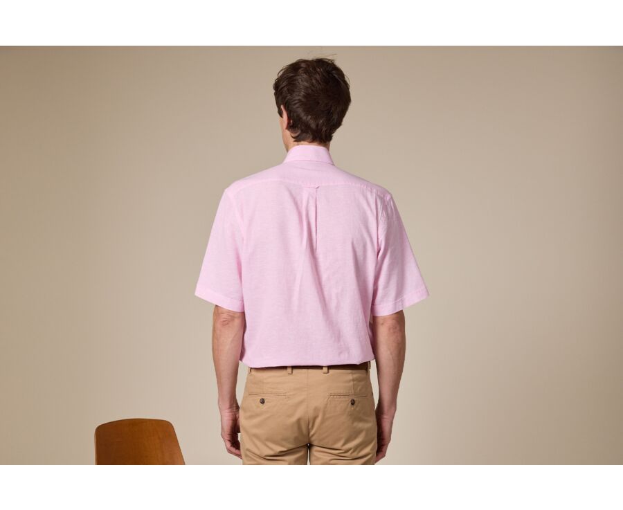 Chemise coton et lin Chambray Rose - Poche poitrine - COLTEN MC